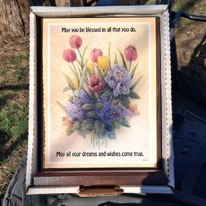 Floral Inspirational Plaque with Wooden Frame